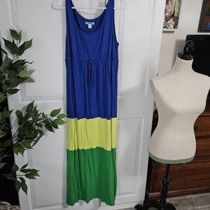Blue, Yellow, and Green Maxi Dress